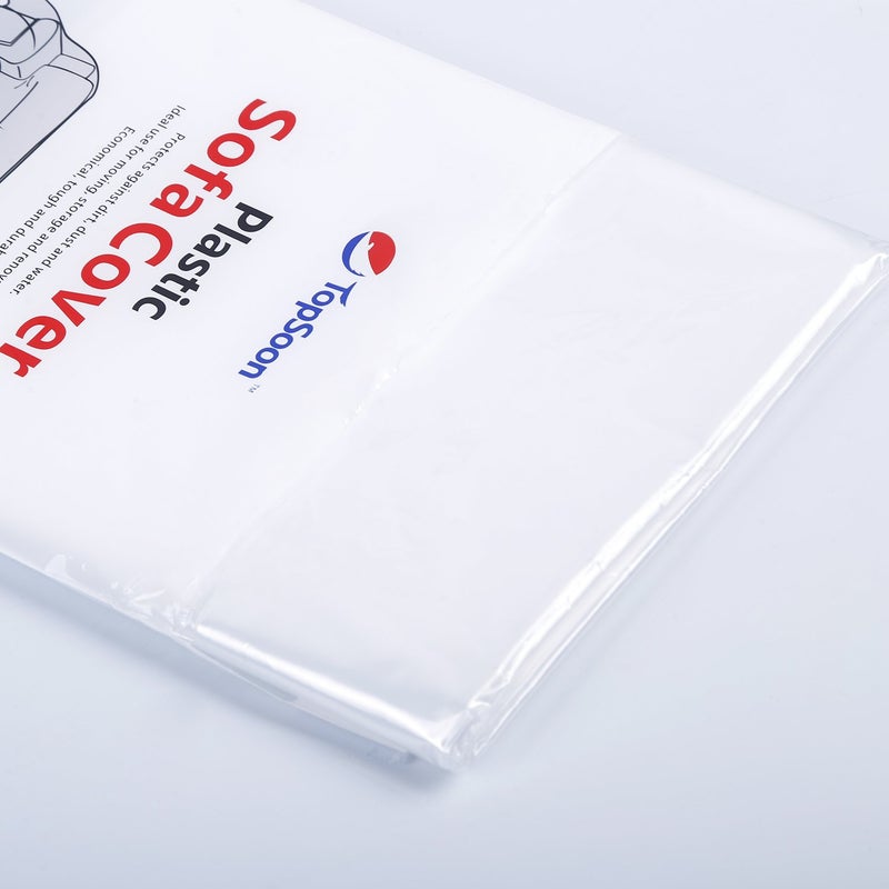 توب سون غطاء أريكة بلاستيكي من توب سون للتخزين، مقاوم للغبار، غطاء أريكة بلاستيكي مقاوم للماء، غطاء أثاث فناء مقاوم للماء، عرض 134 بوصة × ارتفاع 46 بوصة - Image 4